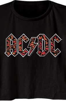 Ladies Leopard Print Logo ACDC Crop Top