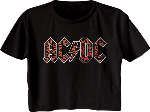 Ladies Leopard Print Logo ACDC Crop Top - main product image