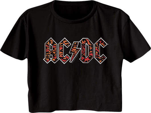 Ladies Leopard Print Logo ACDC Crop Top - main product image