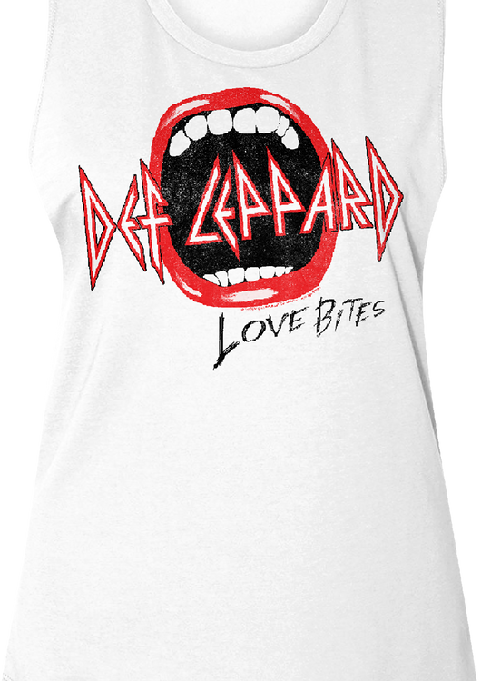 Ladies Distressed Love Bites Def Leppard Muscle Tank Top - main product image