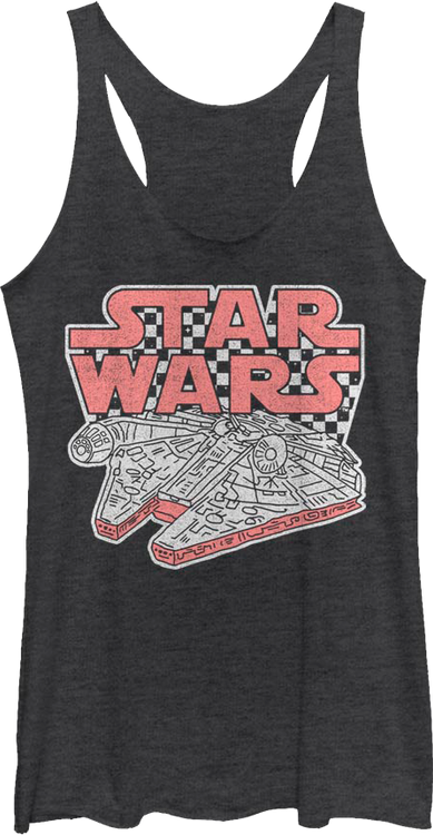 Ladies Checkerboard Millennium Falcon Star Wars Racerback Tank Top - main product image