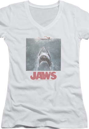 Ladies Movie Poster Jaws V-Neck Shirt