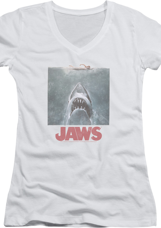 Ladies Movie Poster Jaws V-Neck Shirt - main product image