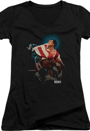Ladies Movie Poster Rocky IV V-Neck Shirt