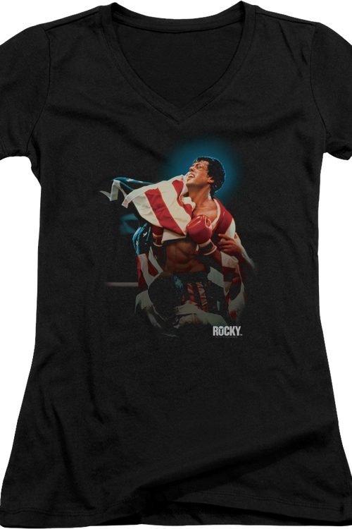 Ladies Movie Poster Rocky IV V-Neck Shirt - main product image