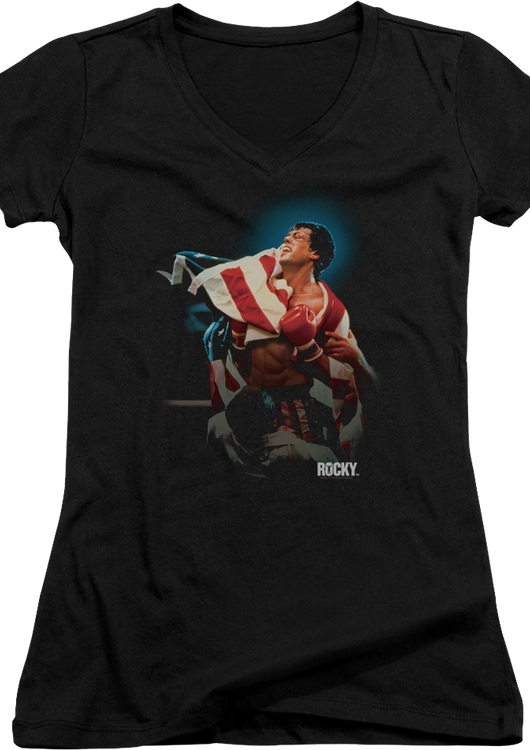 Ladies Movie Poster Rocky IV V-Neck Shirt - main product image