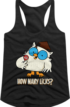 Ladies Mr. Owl How Many Licks Tootsie Pop Racerback Tank Top