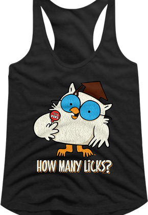 Ladies Mr. Owl How Many Licks Tootsie Pop Racerback Tank Top