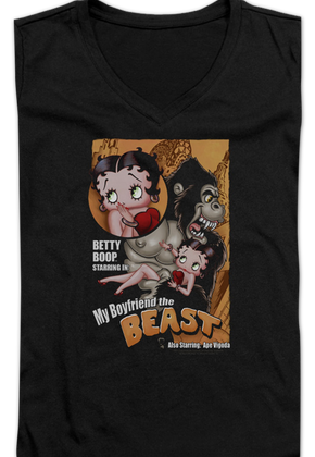 Ladies My Boyfriend the Beast Betty Boop V-Neck Shirt