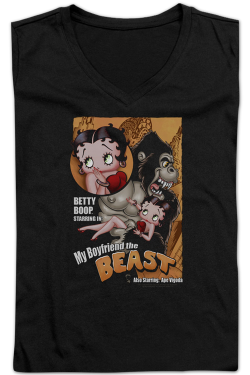 Ladies My Boyfriend the Beast Betty Boop V-Neck Shirtmain product image