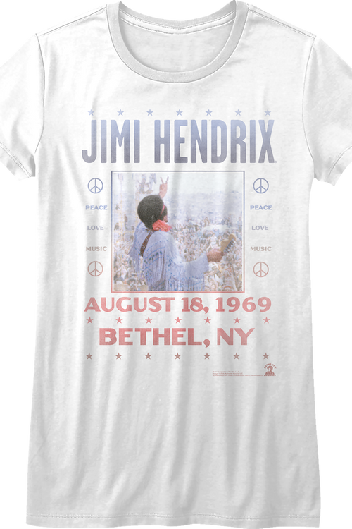 Womens Peace Love Music Jimi Hendrix Shirtmain product image