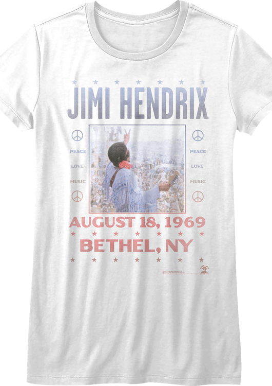 Womens Peace Love Music Jimi Hendrix Shirt - main product image