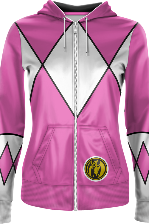 Ladies Pink Ranger Mighty Morphin Power Rangers Costume Hoodiemain product image