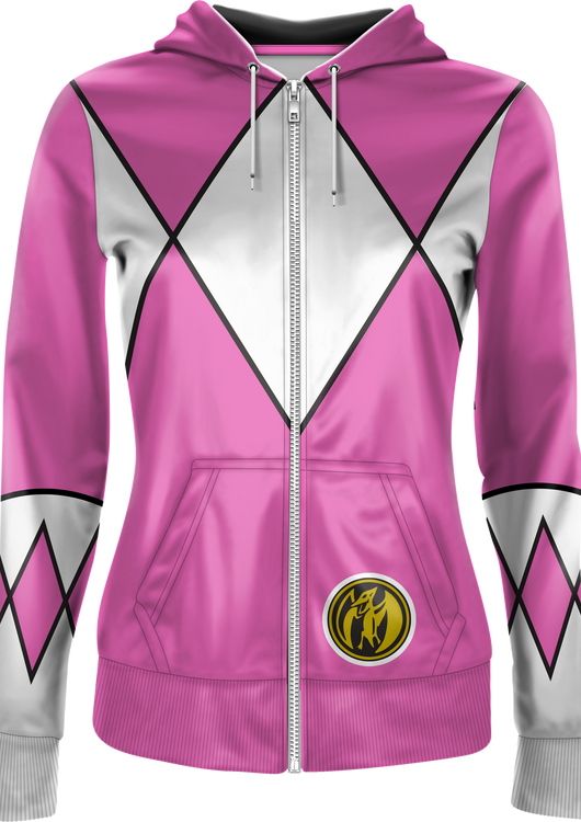 Ladies Pink Ranger Mighty Morphin Power Rangers Costume Hoodie - main product image