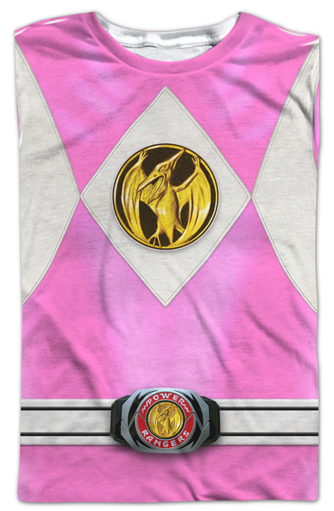 Ladies Pink Ranger Sublimation Costume Shirt: Mighty Morphin Power
