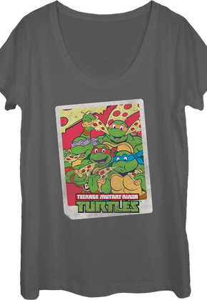 Ladies Pizza Party Teenage Mutant Ninja Turtles Scoopneck Shirt