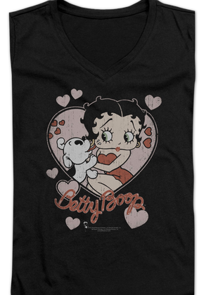 Ladies Puppy Love Betty Boop V-Neck Shirt