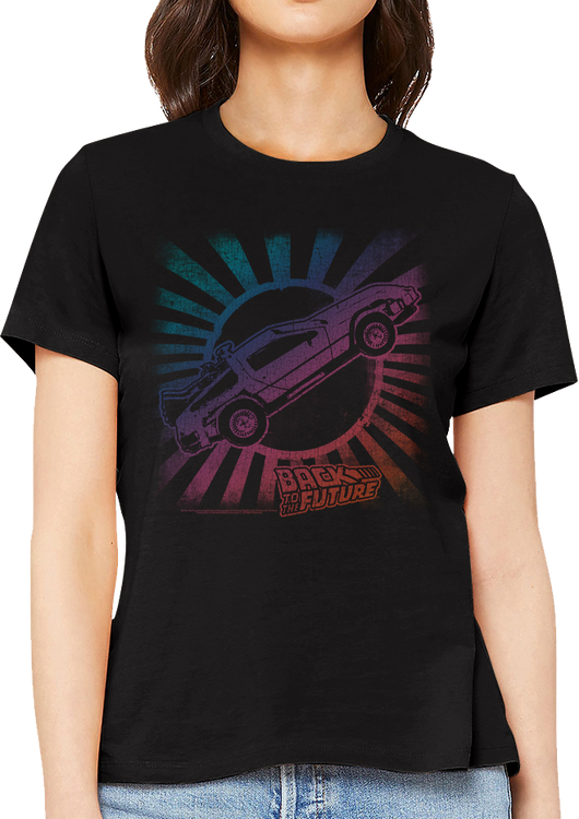 Womens Rainbow DeLorean Back To The Future Shirt - main product image