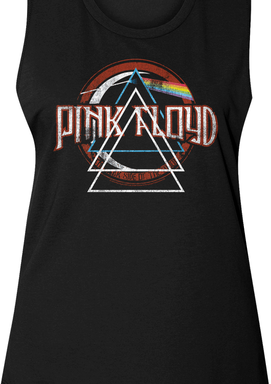 Ladies Repeated Prism Dark Side of the Moon Pink Floyd Muscle Tank Top - main product image