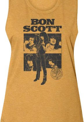 Ladies Retro Collage Bon Scott Muscle Tank Top