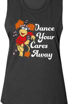 Ladies Retro Dance Your Cares Away Fraggle Rock Muscle Tank Top