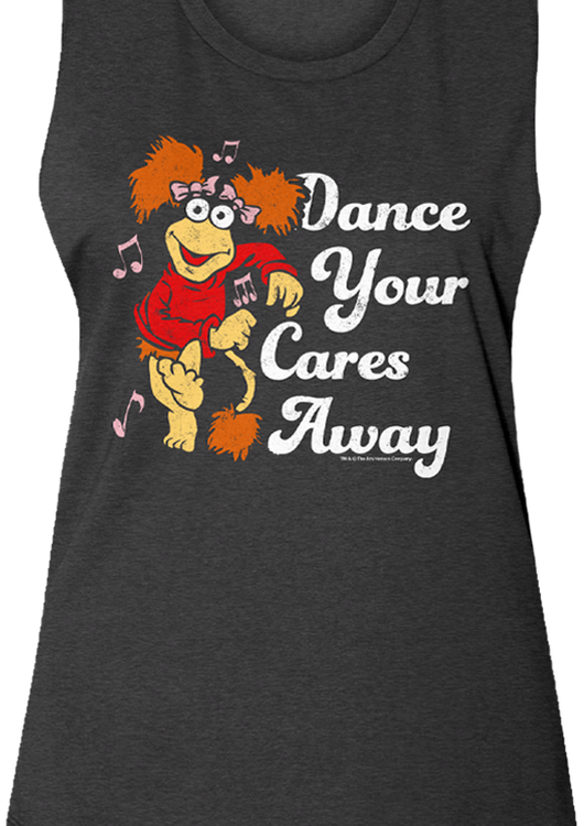 Ladies Retro Dance Your Cares Away Fraggle Rock Muscle Tank Top - main product image