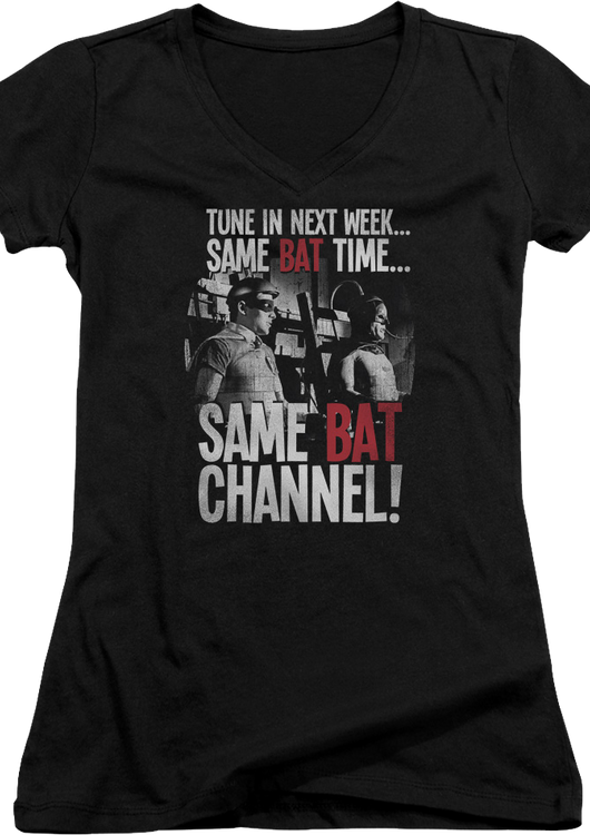 Ladies Same Bat Time Same Bat Channel Batman V-Neck Shirt - main product image