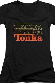 Ladies Stacked Logo Tonka V-Neck Shirt