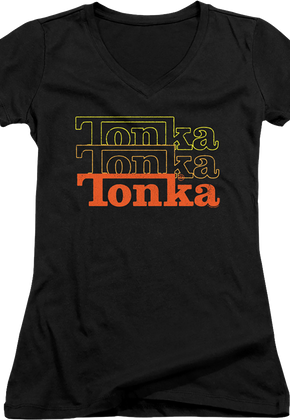 Ladies Stacked Logo Tonka V-Neck Shirt