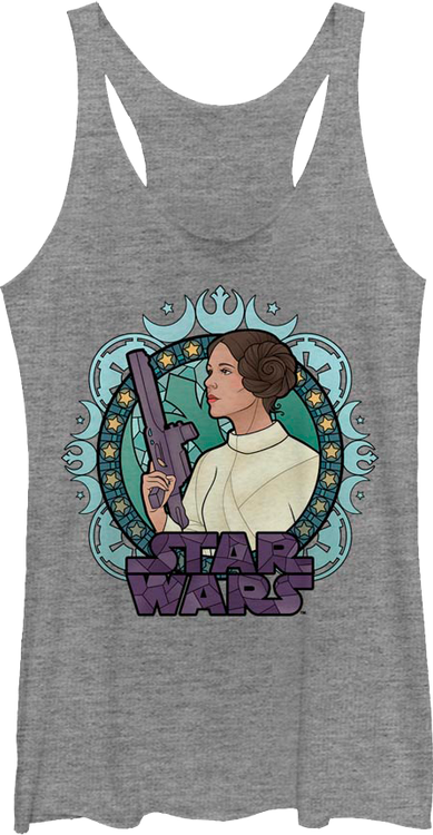 Ladies Stained Glass Princess Leia Star Wars Racerback Tank Top - main product image