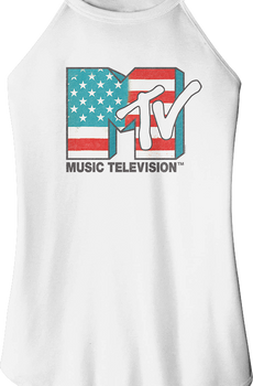 Ladies Stars And Stripes Logo MTV Sleeveless Rocker Tank Top