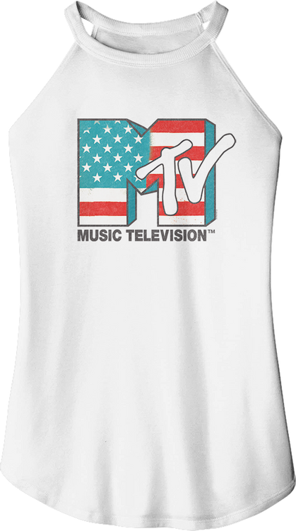 Ladies Stars And Stripes Logo MTV Sleeveless Rocker Tank Top - main product image