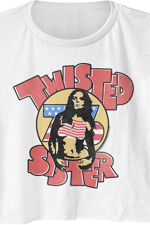 Ladies Stars and Stripes Twisted Sister Crop Topmain product image