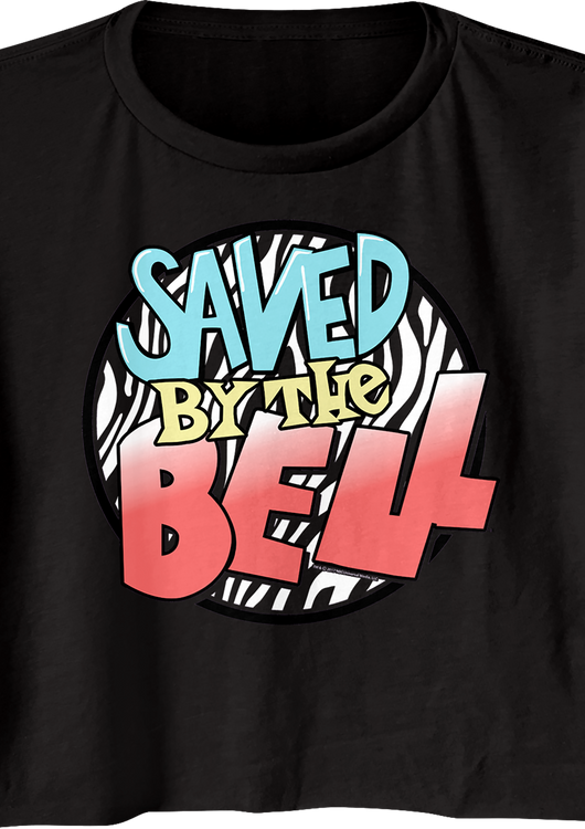 Ladies Striped Logo Saved By The Bell Crop Top - main product image