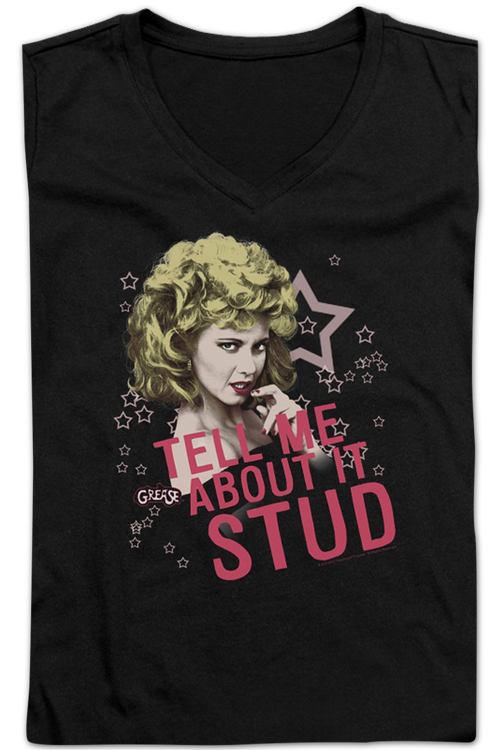Ladies Tell Me About It Stud Grease V-Neck Shirtmain product image
