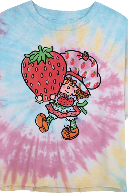 Ladies Tie Dye Strawberry Shortcake Crop Topmain product image