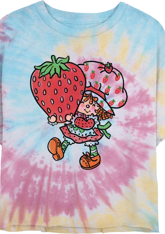 Ladies Tie Dye Strawberry Shortcake Crop Top - main product image