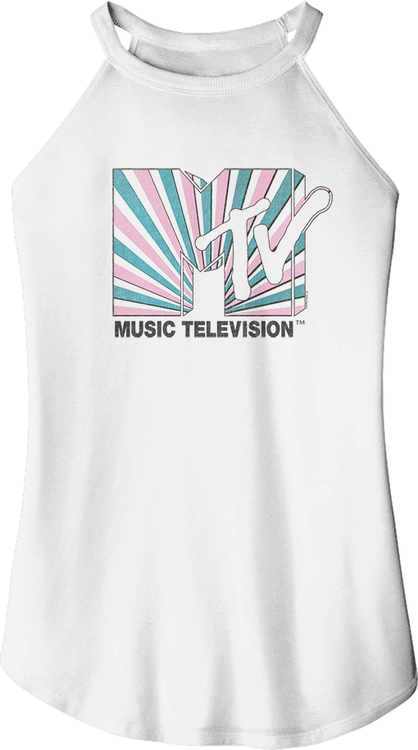 Ladies Tie Dye Stripes Logo MTV Sleeveless Rocker Tank Top - main product image