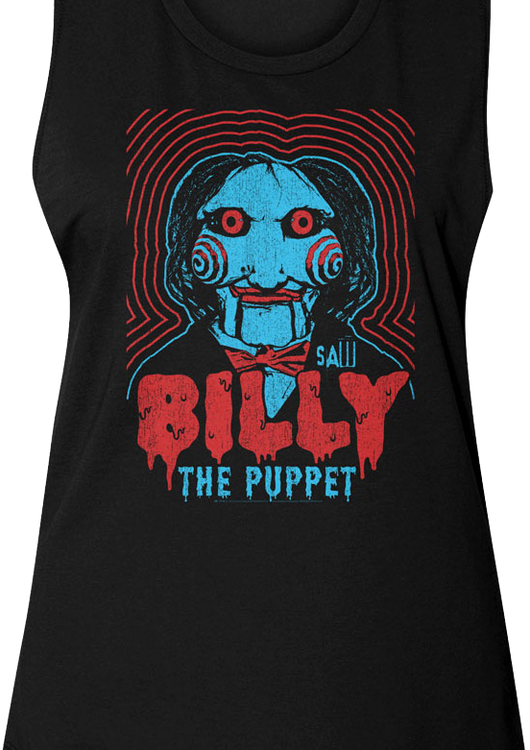 Ladies Vintage Billy the Puppet Saw Muscle Tank Top - main product image