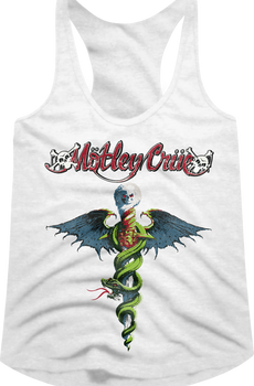 Ladies White Dr. Feelgood Motley Crue Racerback Tank Top