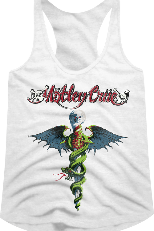 Ladies White Dr. Feelgood Motley Crue Racerback Tank Top - main product image