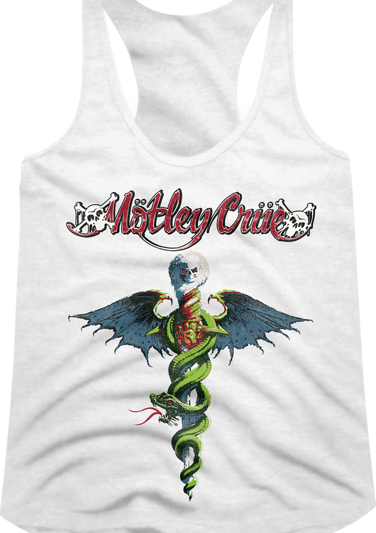 Ladies White Dr. Feelgood Motley Crue Racerback Tank Top - main product image