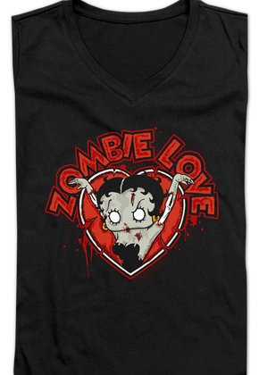 Ladies Zombie Love Betty Boop V-Neck Shirt