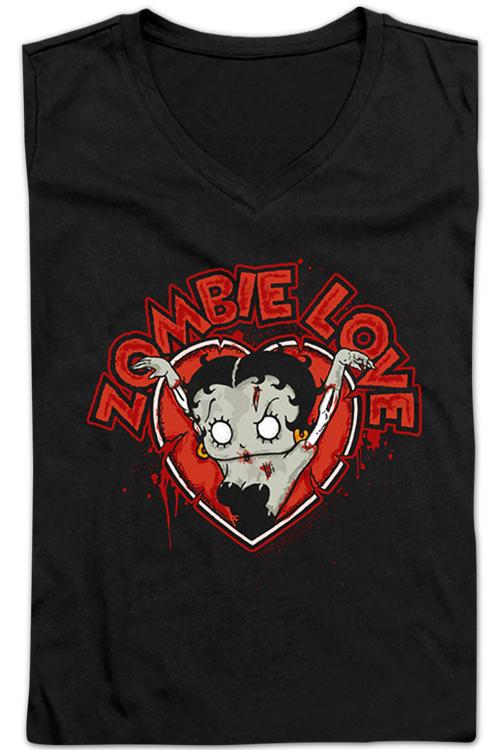 Ladies Zombie Love Betty Boop V-Neck Shirtmain product image