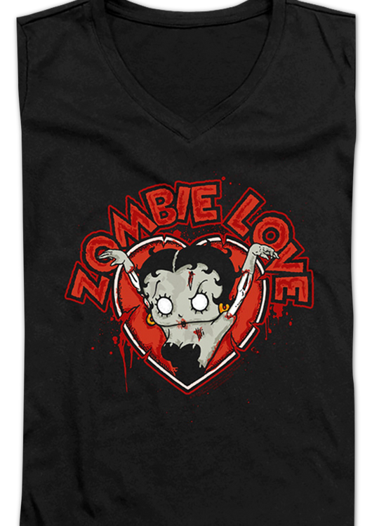 Ladies Zombie Love Betty Boop V-Neck Shirt - main product image