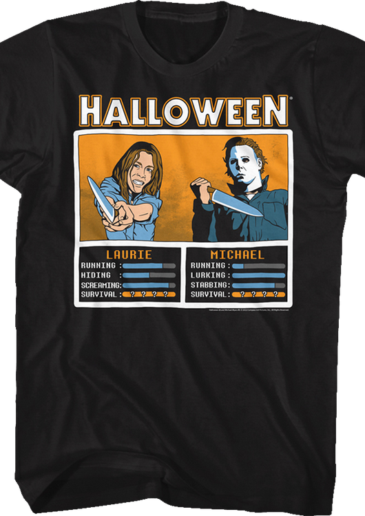Laurie And Michael Knives Out Video Game Halloween T-Shirt - main product image