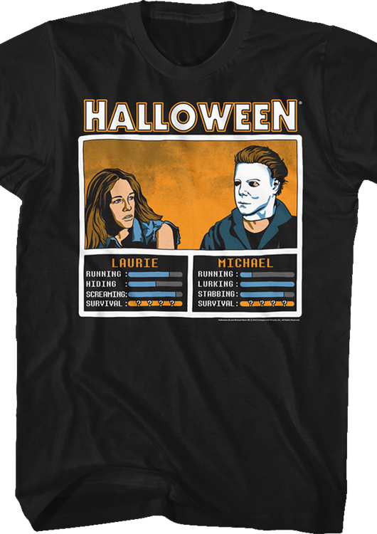 Laurie Strode And Michael Myers Video Game Halloween T-Shirt - main product image