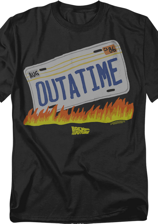 License Plate & Flames Back To The Future T-Shirt - main product image