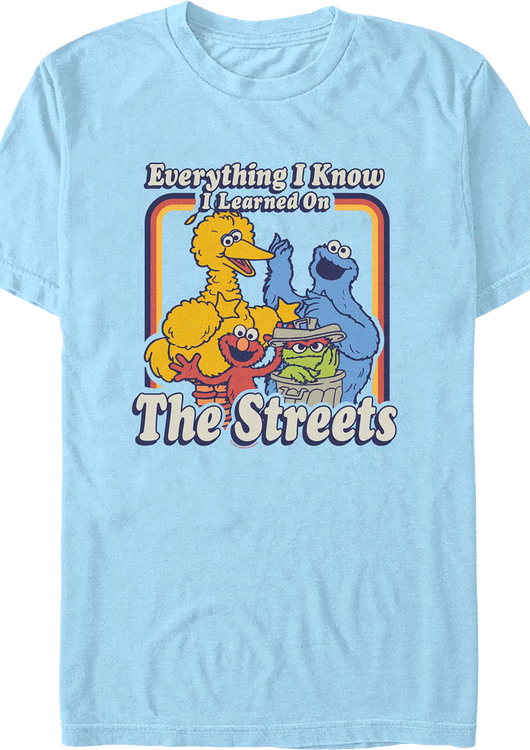 Blue Everything I Know I Learned On The Streets Sesame Street T-Shirt - main product image