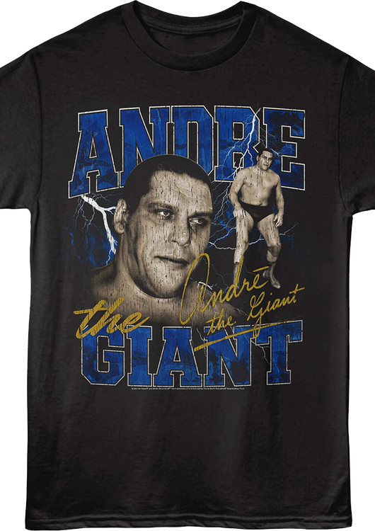 Lightning & Autograph Collage Andre The Giant T-Shirt - main product image